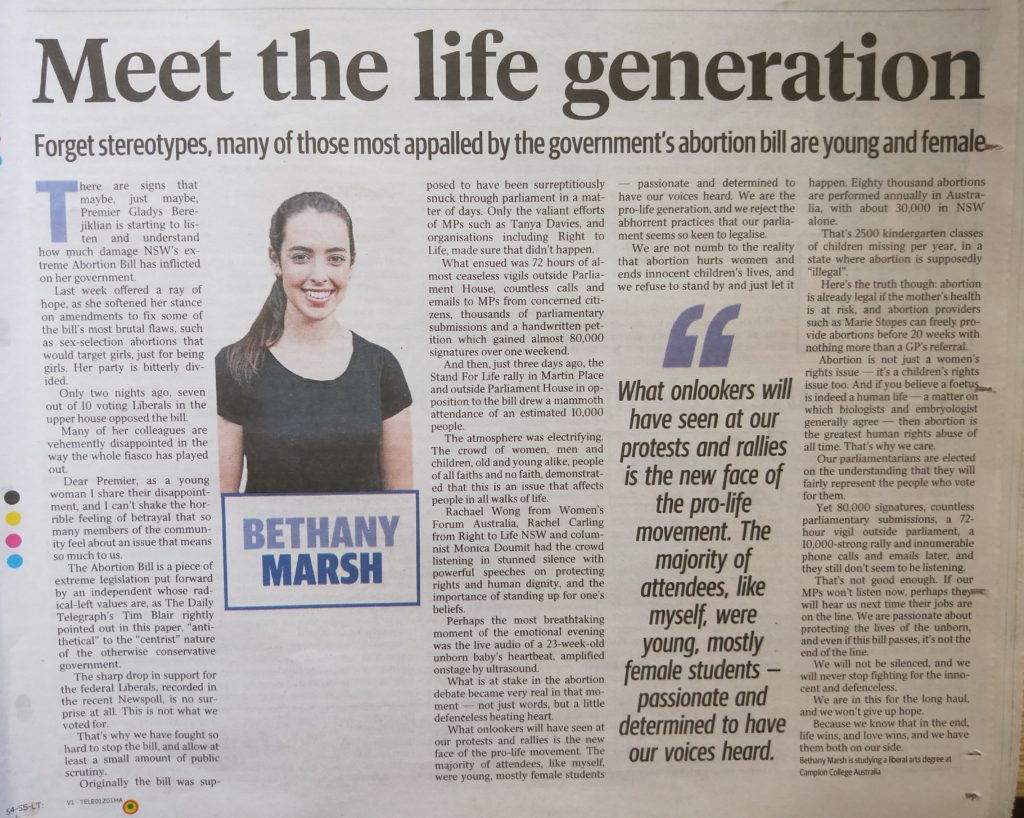 Bethany-DT-oped. Campion College Australia.