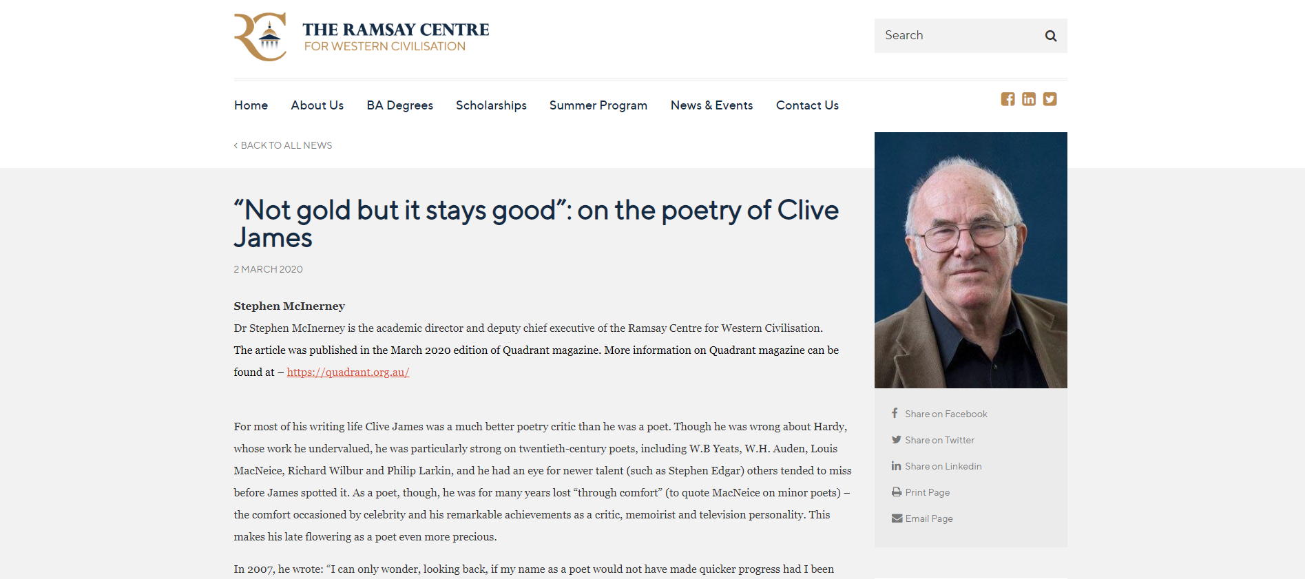 McInerney-Clive-James-snap. Campion College Australia.