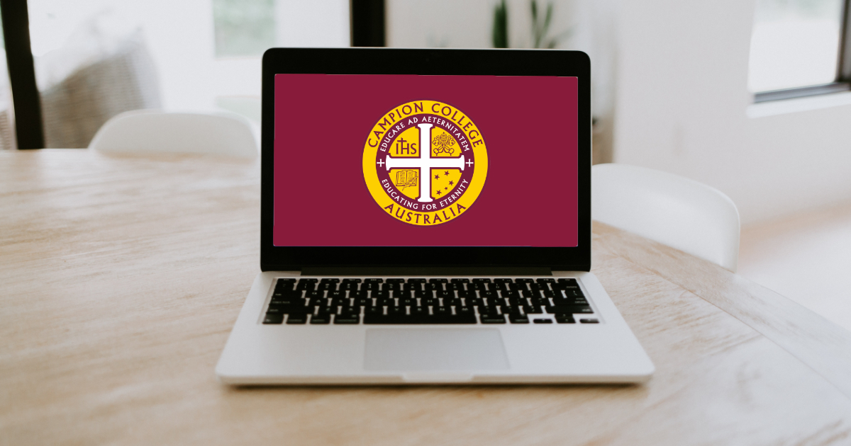 Campion-Logo-on-Laptop. Campion College Australia.