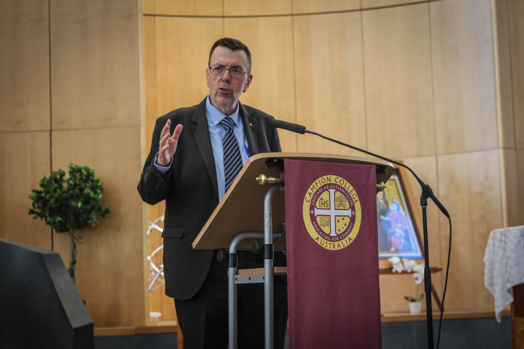 Journalist and author Greg Sheridan gives the Occasional Address at the Campion College graduation ceremony at St Patrick’s Cathedral, Parramatta, on Wednesday 15 December.