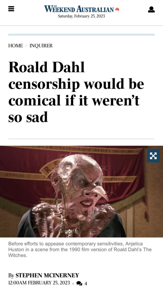 Roald Dahl censorship screenshot