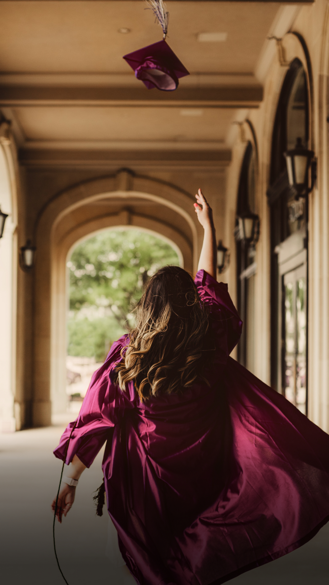 Vertical Tile Woman throwing graduation cap