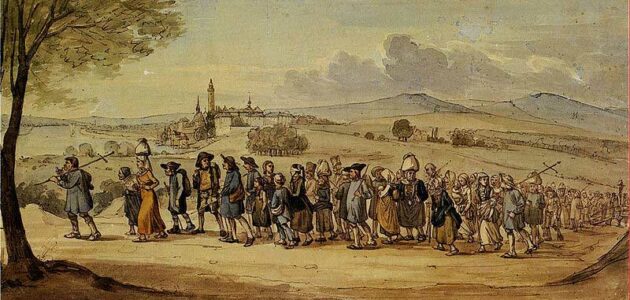 Christian Pilgrims in Germany. Painting by Jakob Furchtegott Dielmann c.1845