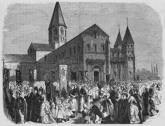 Pilgrimage in France. Image published in Finnish periodical Suomen Kuvalehti in January 1876